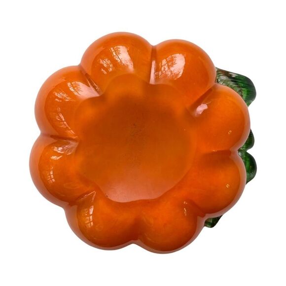 Hand Blown Art Glass Deco Pumpkin Bowl Vase Planter Swirl NWT - Picture 11 of 14